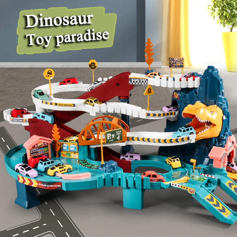 Dinosauro Rail Car Toy Train Adventure Car Parking Lot Puzzle Per Bambini 2-3 Anni 4 Ragazzi