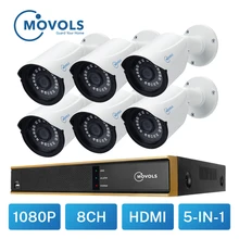 MOVOLS CCTV 1080P 6 шт. камера видеонаблюдения 8CH 2000TVL наружная камера безопасности Система 8CH H.264 1080N DVR комплект