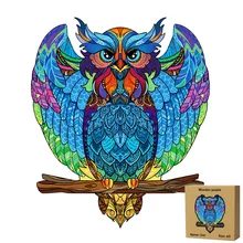 Puzzle en bois coloré en forme d'animal, hibou, jouet suspendu au mur, motif irrégulier, cadeau pour enfants A4A5, 100 pièces, nouvelle collection