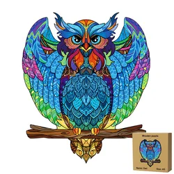 Novo colorido quebra cabeça de madeira em forma animal coruja brinquedo parede pendurado arte irregular padrão presente para crianças a4a5 100 + pçs