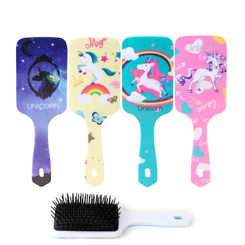 1pc Pattern Unicorn starry sky Comb Massage Children Comb Cute Girl Comb Carry Long Hair Anti-knot Comb Hair Brush 5