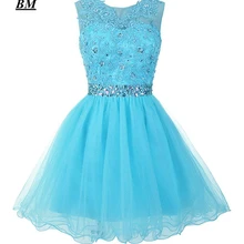 BM Новые Короткие бальные платья Бисер Тюль Выпускной Коктейльные Вечерние платья Vestido de Formatura BM198