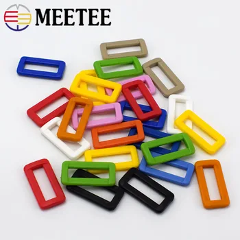 

200pcs Meetee 25mm Plastic Buckles Belt Loop Adjustable Square Ring Buckle for Luggage Strap Webbing Bags Pet Collar Accessories