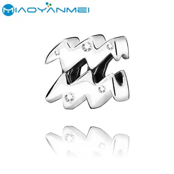 

New Fashion 925 Sterling Silver Beads Sparkling Aquarius Zodiac Charm fit Original Pandora Bracelets Women DIY Jewelry Gift