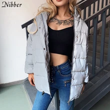 Nibber inverno moda reflexiva quente longo casaco das mulheres topo jacket2019 clube festa brilhando outerwear solto mujer primavera parka casaco(China)
