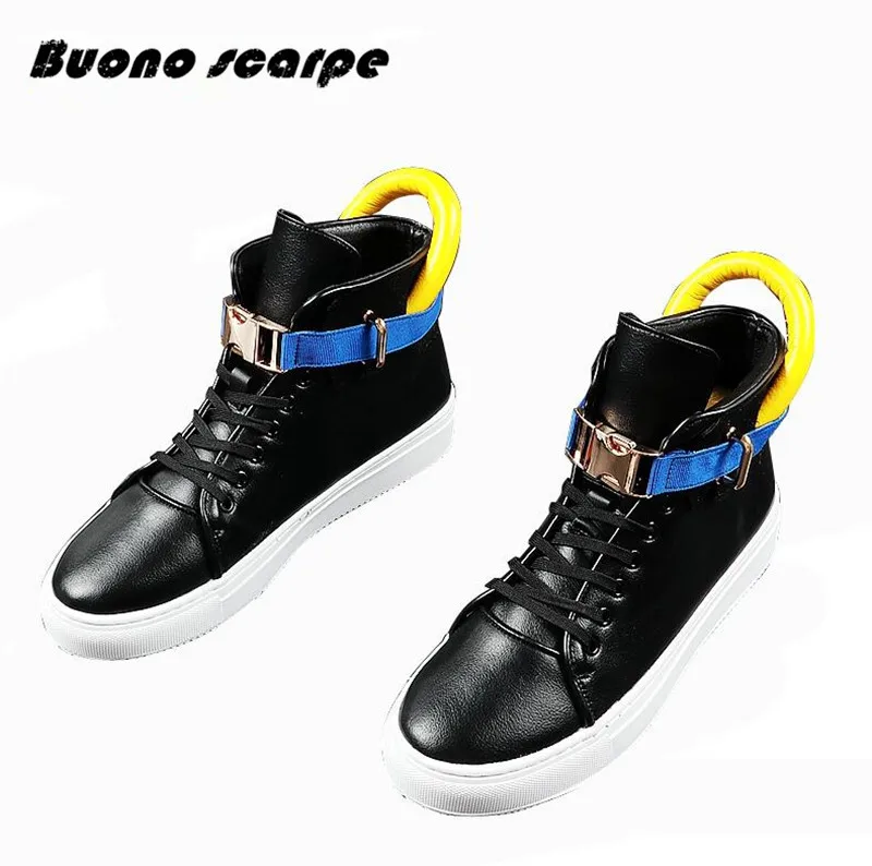Buonoscarpe/мужские модные дизайнерские Роскошные туфли с высоким берцем смешанных цветов на ровной подошве; Мужские модельные туфли на платформе в стиле хип-хоп