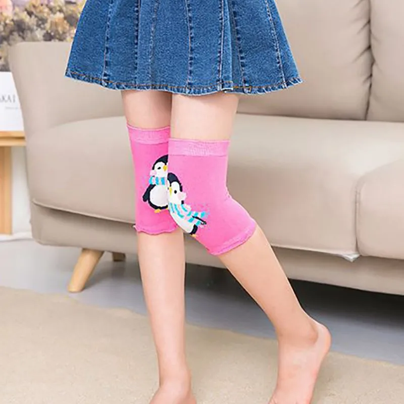 Осенние наколенники для девочек с мультяшным принтом, противоскользящие носки от скольжения, Детские наколенники для ползания, налокотники, От 8 месяцев до 10 лет