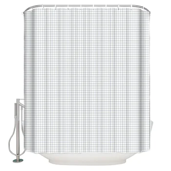 

Shower Curtain Waterproof Polyester Fabric Shower Curtain Contracted Blue White Plaid