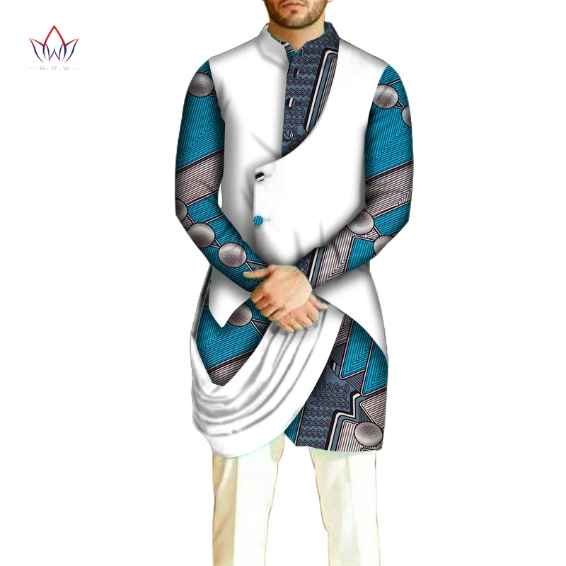 19 African Men Clothes Cotton Dashiki Men Long Sleeve Shirt Top Shirts Bazin Riche Men Shirt Traditional African Men Shirt WYN1016 - Цвет: 19