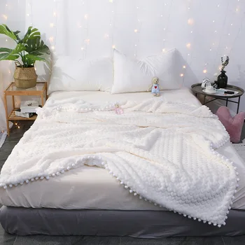 

simple style rabbit velvet blanket thickened mink wool pure color multi- lamb wish Christmas gift