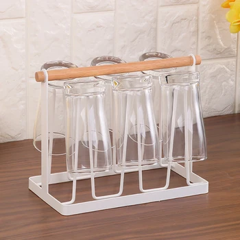 

Kitchen Accessories Tea Cup Holder Household 5/6 Cups Storage Rack Multifunctional Shelf Iron Metal Durable amd Easy to Clean