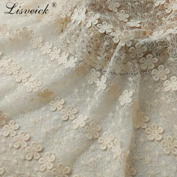 

1yard 3d small flower symmetrical lace embroidered mesh lace fabric diy craft dress skirt clothing accessories