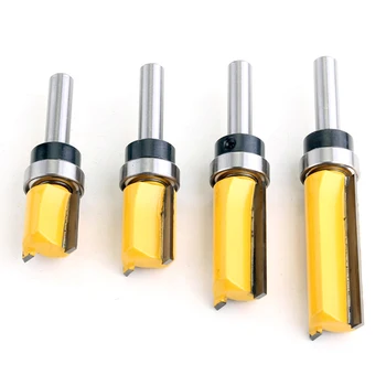 

Sickle-Shank-Carbide 4pcs 8mm Tipped Template Trim Router Bit Woodworking Cutter Wood Edge Trimming Carbide for Woodworking Use