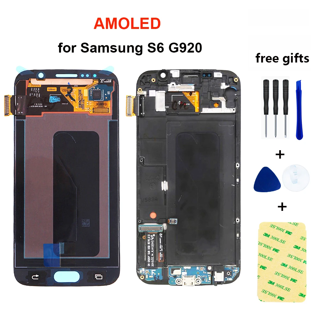 Активно-матричные осид для SAMSUNG GALAXY S6 G920 SM-G920F G920F G920FD сенсорный экран дигитайзер