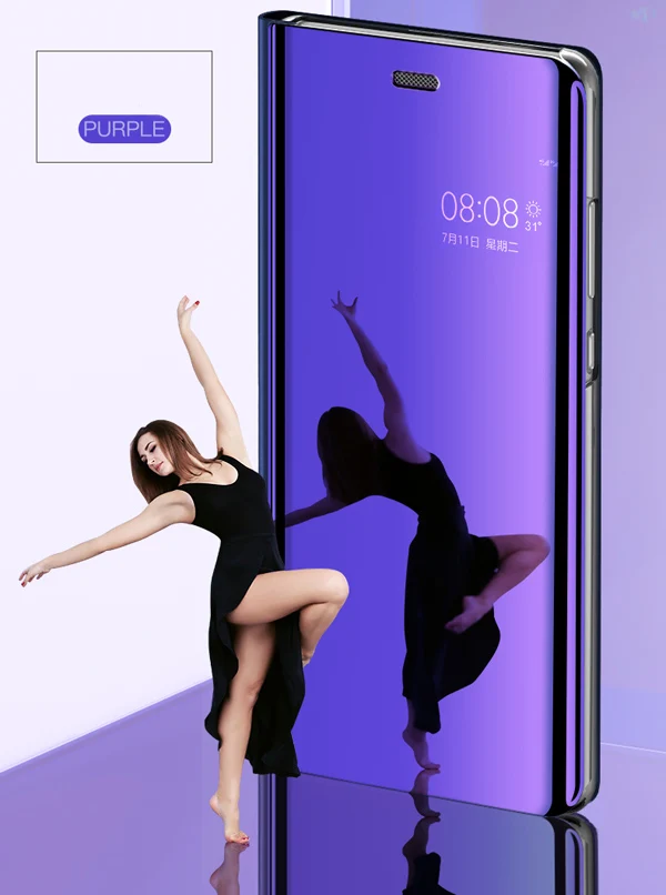 Purple Умный зеркальный флип-чехол для samsung Galaxy A50 A70 A40 A30 A20 A10 A80 A90 A10E A20E A10S A20S A30S A40S A50S чехол для телефона чехол - Цвет: Purple