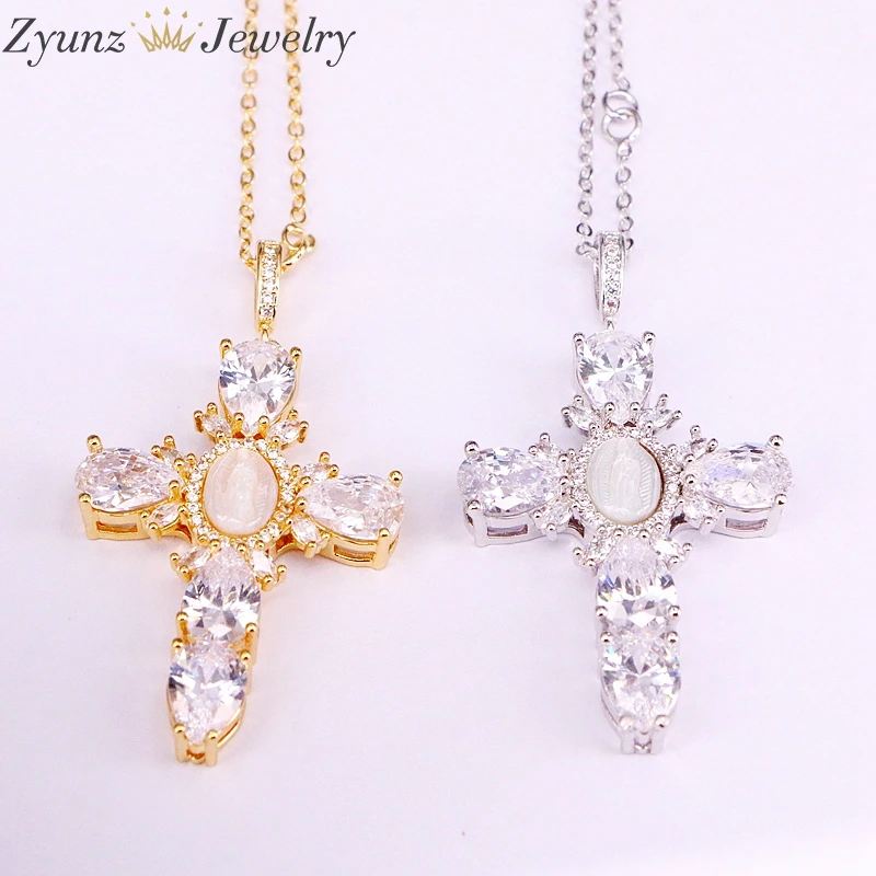 Necklaces 6 шт., модное ювелирное ожерелье с цепью золотого цвета/Серебряный, гальванический кулон в виде ракушки Иисуса крест ожерелье s - Окраска металла: Necklaces