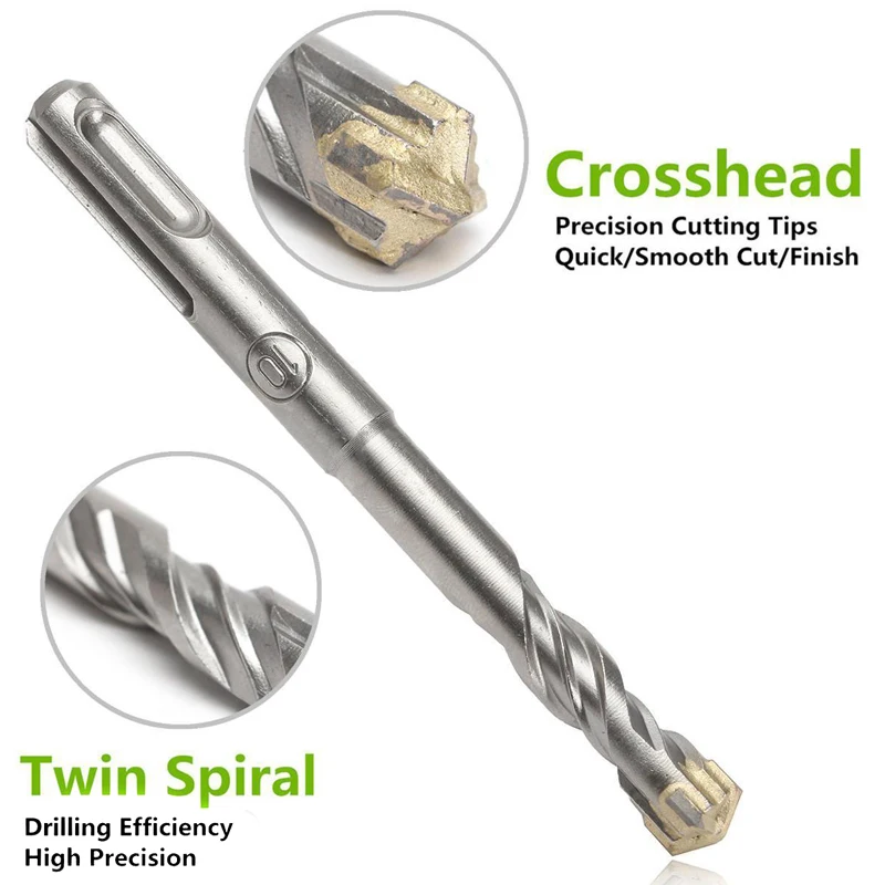 DWZ 110mm 5/6/8/10 mm SDS Plus Masonry Crosshead Twin spiral Hammer Drill Bits