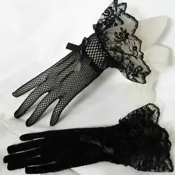 Женские летние сексуальные кружевные перчатки для пальцев женские винтажные элегантные уличные анти УФ эластичные Защита от солнца