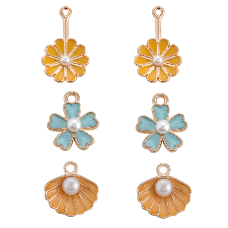 

10Pcs/lot Pearl Shell Charms Daisy Flowers Pendants DIY Earrings Accessories For Bracelets Neckalce Jewelry Craft Making