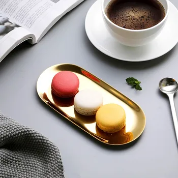 

1PC Metal Storage Tray Gold Silver Oval Dessert Fruit Plate Small Items Jewelry Display Tray Decoration Snack Plates