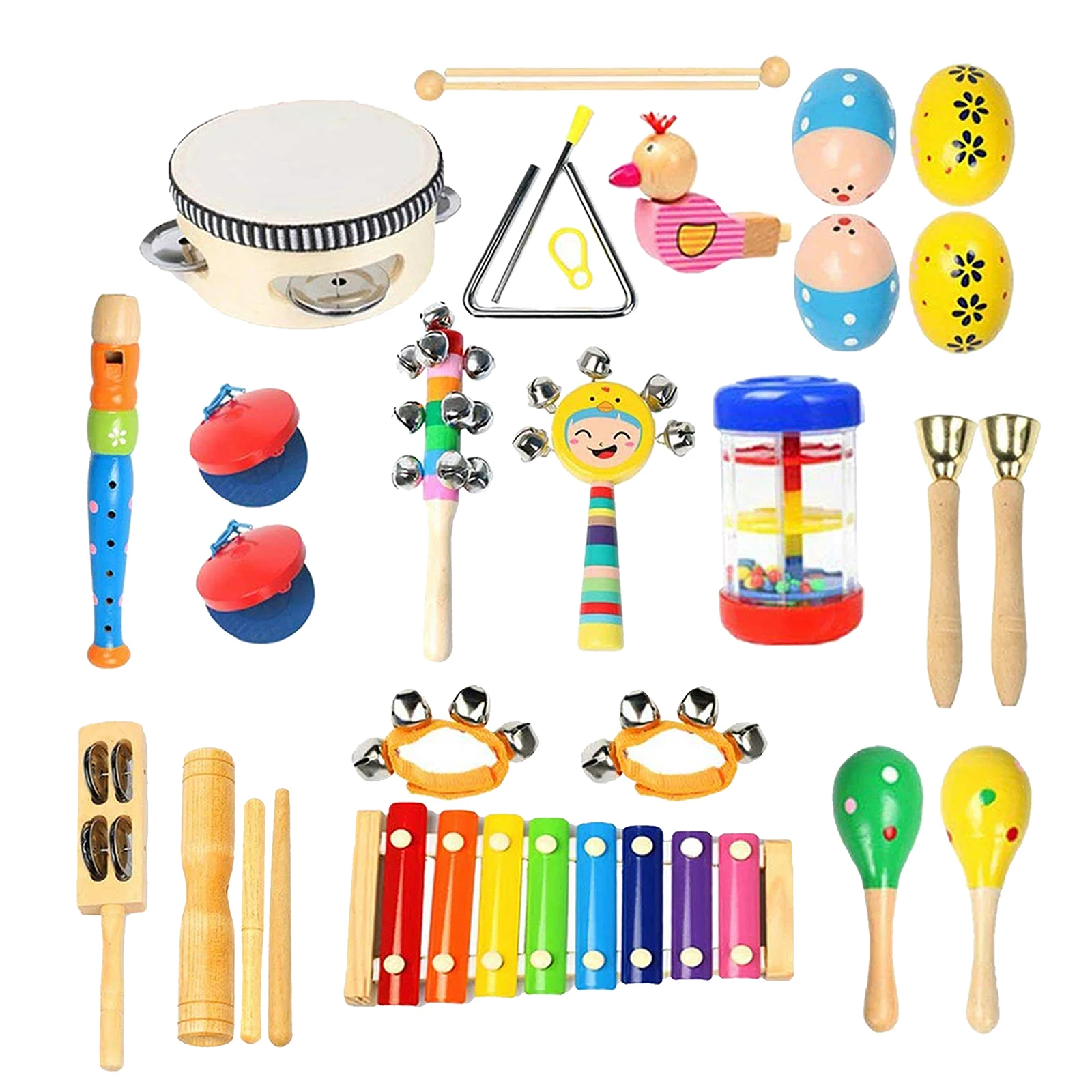 Toddler Musical Instruments Ehome 15 Types 22pcs Wooden Percussion Instruments Toy Kids Preschool Educational, Musical Toys Set