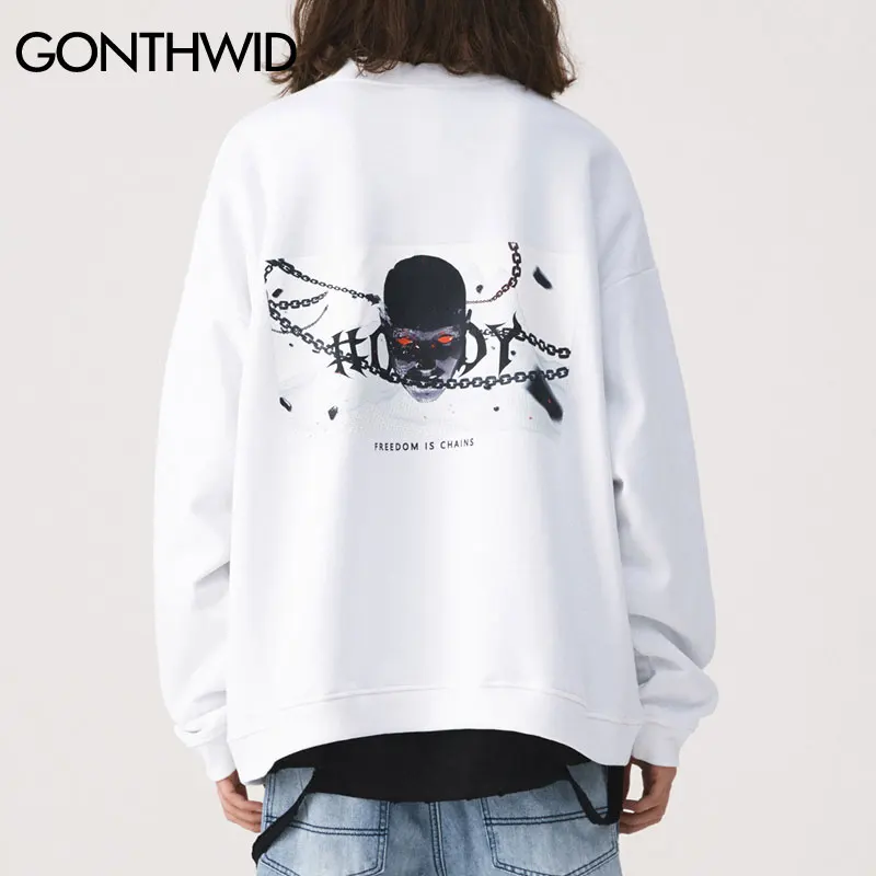 GONTHWID, креативный пуловер с принтом цепей «Freedom is», толстовки, уличная одежда в стиле хип-хоп, повседневные свободные хипстерские Топы в стиле панк-рок