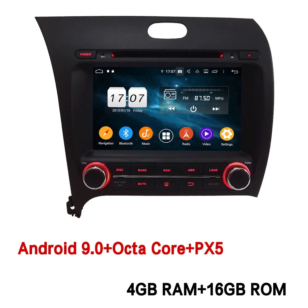 Klyde ips 4G Android 9 Восьмиядерный 4 Гб ОЗУ 64 Гб ПЗУ DSP BT автомобильный DVD мультимедийный плеер стерео gps для Kia K3 Cerato Forte 2012 - Цвет: 4GB RAM x 16GB ROM