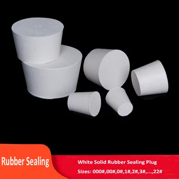 

White Solid Rubber Stopper Laboratory Rubber Plug Pipe Tank Bottle Push-In Sealing Plug Tapered Hole Bung 000#-22# Various Sizes