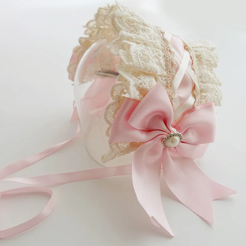 baby girl headbands Kids Headwear Lolita Spanish Head Accessories Flower Wedding Princess Lace Hair Band Bow Barrettes lolita girl hair accessories teacup small hat palace rococo style spanish flat hat baby girl accessories baby hair accessories