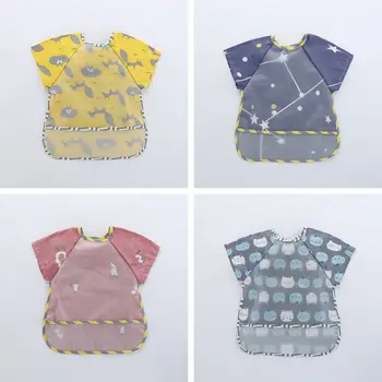 

Unisex Infant Toddler Baby Smock Feeding Accessories Waterproof Cartoon Short Sleeved Bib Burp Cloths Kids Hot