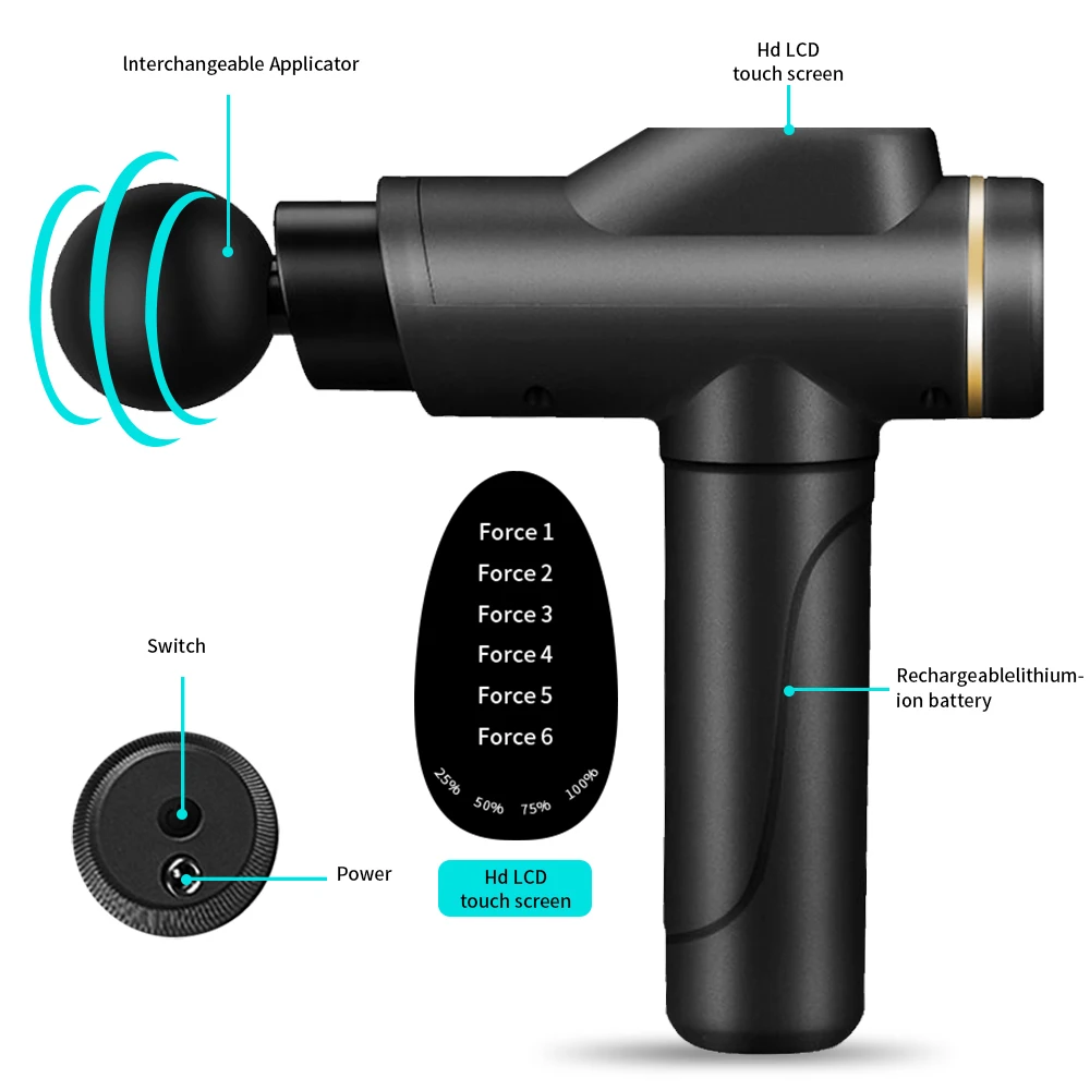 Ηλεκτρικό πιστόλι μασάζ Deep Tissue Muscle Fascial Gun Massager κρουστών Μασάζ για χαλάρωση αυχένα σώματος Αδυνάτισμα ανακούφιση από τον πόνο_voghion.com