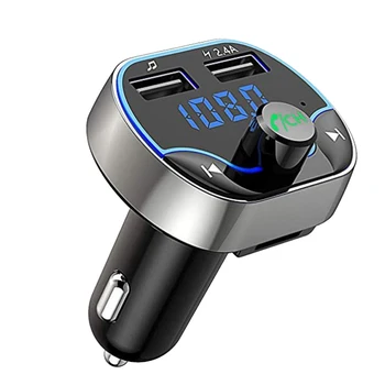 

T24 Car FM Transmitter Dual USB Fast Charger Voice Navigation Car Hands-Free Call Bluetooth MP3 Player