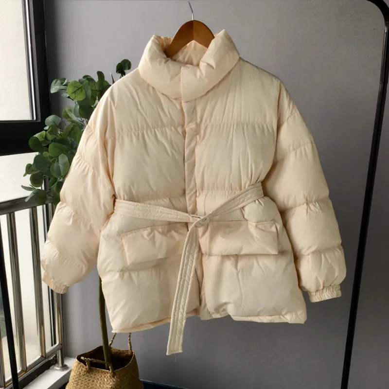 Зимняя куртка Dwon для женщин белая парка с воротником-стойкой размера плюс Талия Chalaza шикарный дизайн с карманами Повседневная Верхняя одежда - Цвет: white