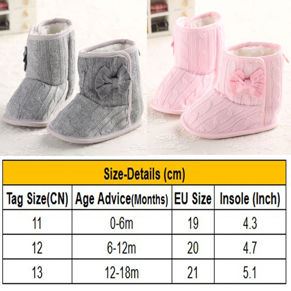 0-18 months baby cotton Knitted boots Baby Fur Warm Boots Baby Toddler Soft Sole Ankle boots Snow Boots Hook Loop Design D40