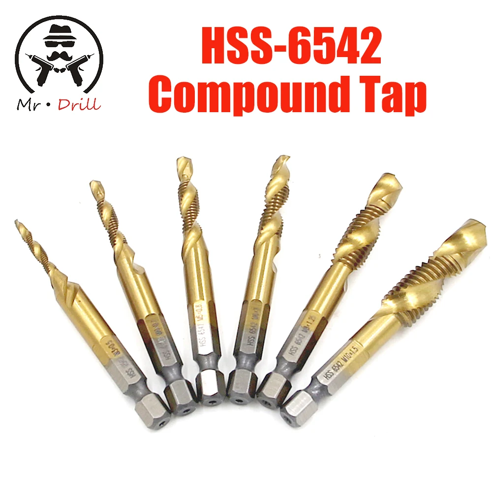 

6 шт./компл. кран шестигранный хвостовик HSS 6542 винтовой точка нитки метрической зажигания сверла M3 M4 M5 M6 M8 M10 Комбинации 1/4 дюйма с шестигранной головкой