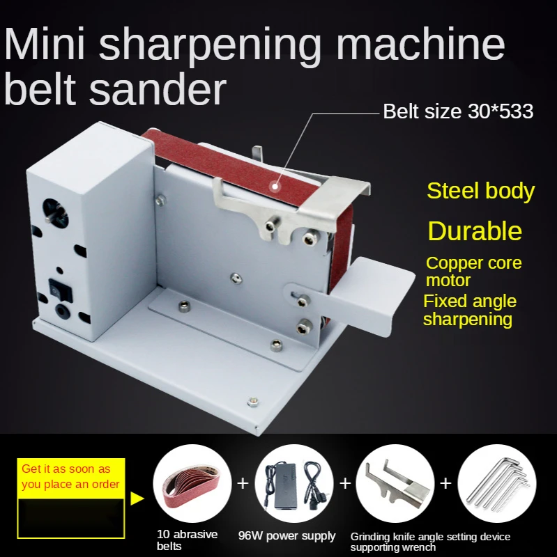 

110-240V Мини песок ремень машина DIY Полировочная машина шлифовальный станок с фиксированным углом шлифовальный ножерезательный станок для пришивки тесьмы типа
