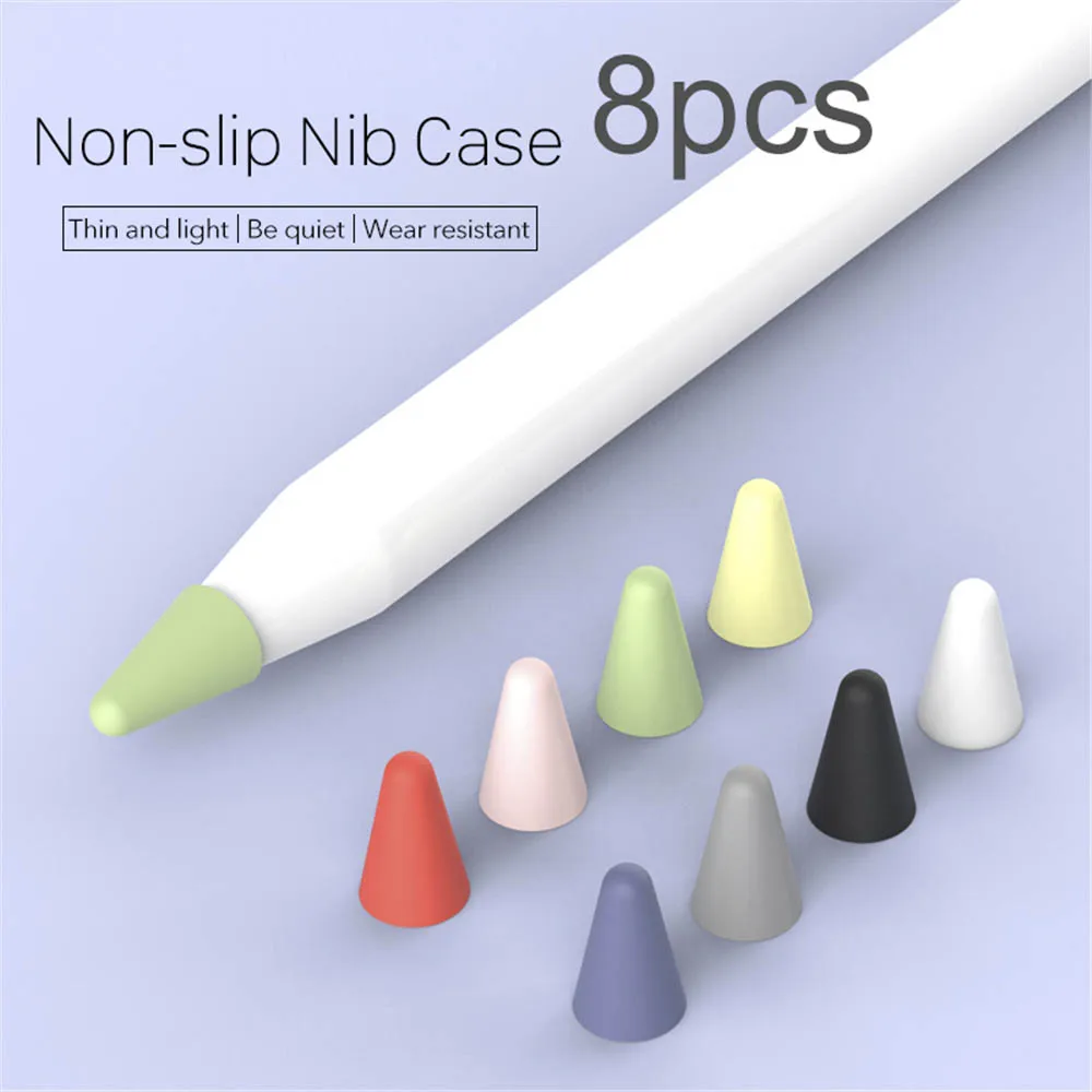 

8pcs New Mute Silicone Replacement Tip Case Nib Cover Skin For Apple Pencil 1 2 Stylus Touchscreen Pen Nib Protector