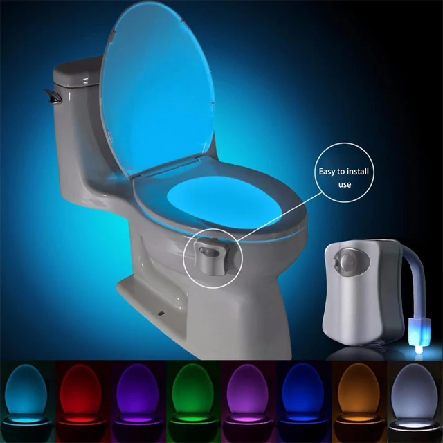 Veilleuse de siège de toilette à capteur de mouvement PIR intelligent,  rétroéclairage étanche pour cuvette de toilette, lampe LED Shoaria, lumière  WC, 8 couleurs - AliExpress