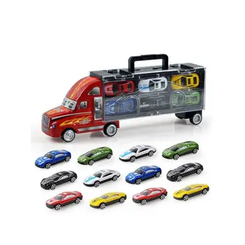 

13Pcs/Set Transport Car Carrier Truck Boys Toy (includes Alloy 12 cars) For Kids Children