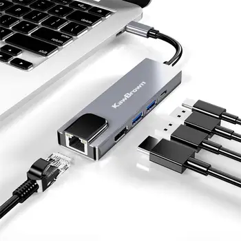 

5 in 1 USB Type C Hub Hdmi Adapter 4K USB C Hub to Gigabit Ethernet Rj45 Lan for Mac book