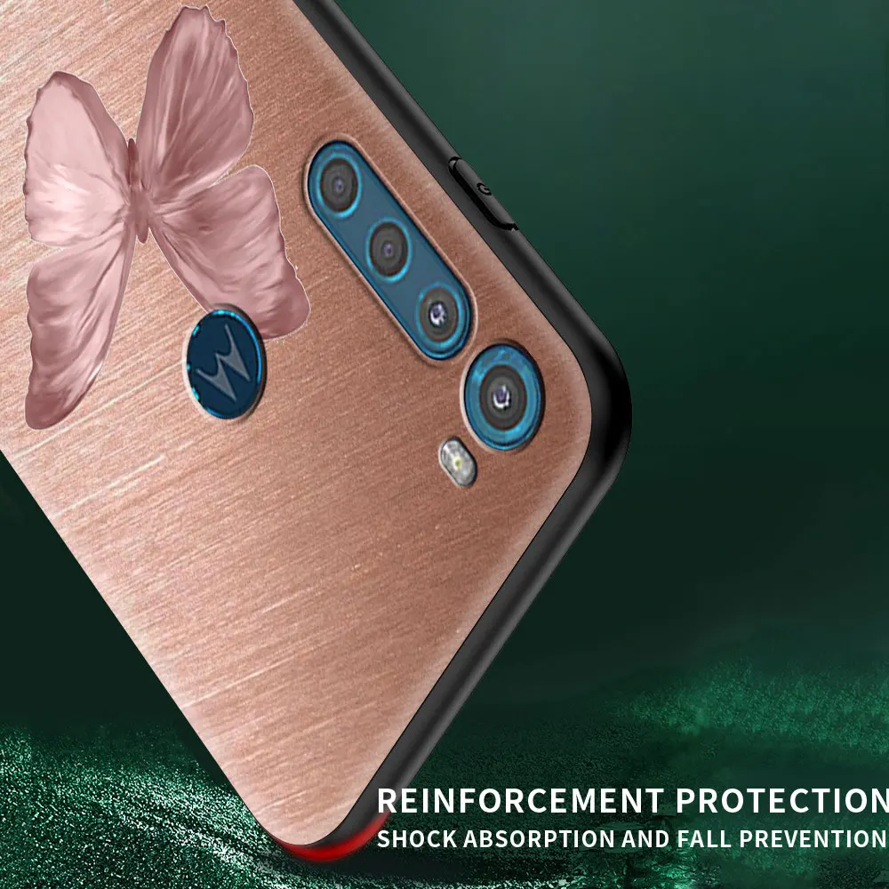 Black Case For Moto One Fusion G9 G8 Play Plus G10 Power G30 E6s One Hyper G Stylus Edge G60 G50 Gold Pink Rose Glitter Hearts