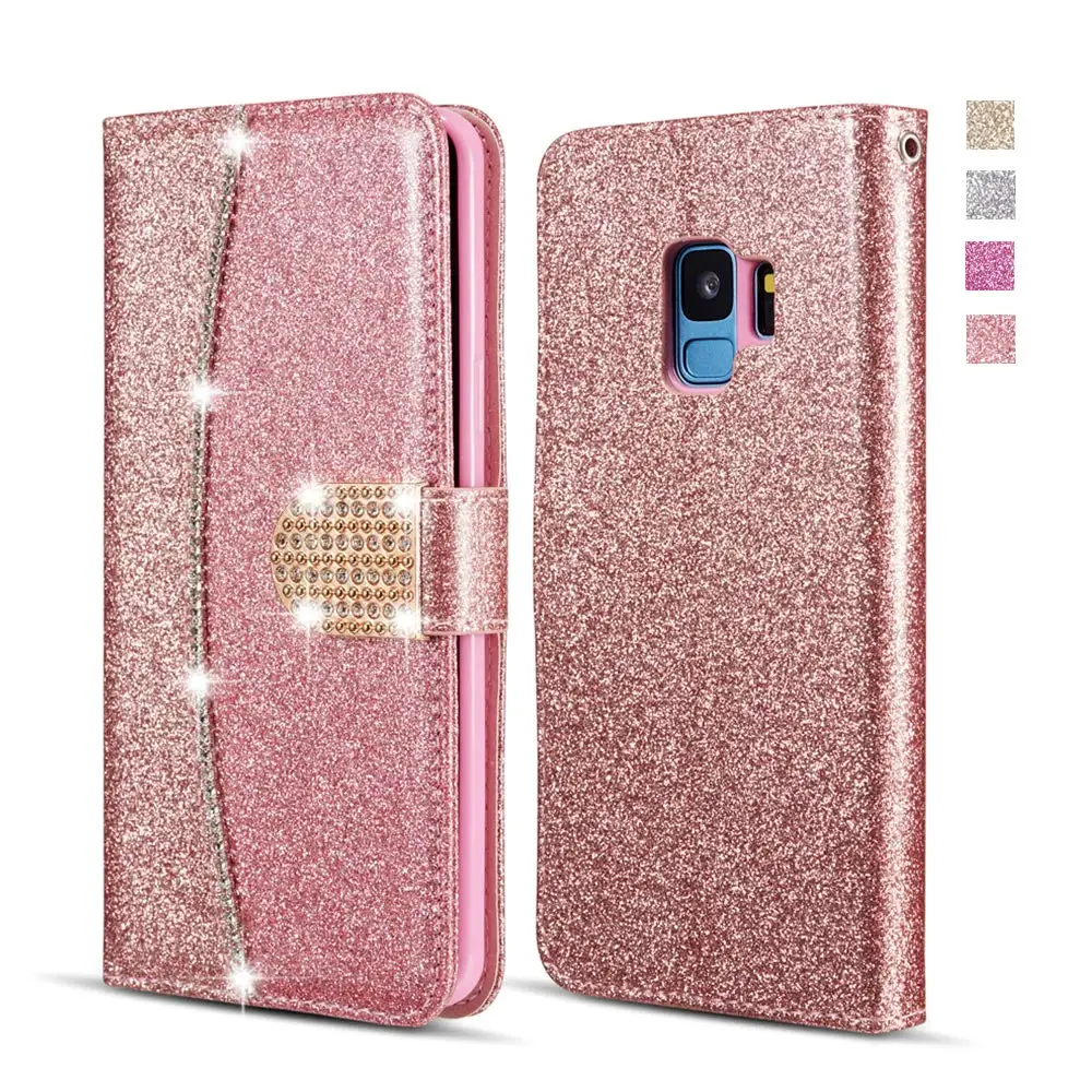 LLZ.COQUE блестящий кошелек бумажник флип чехол для Samsung Galaxy S8 S7 Edge A8 A5 A3 S9 Plus тонкий