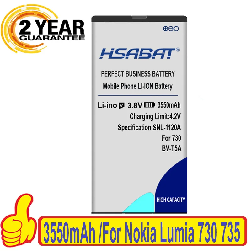 Аккумулятор HSABAT 3550 мАч BV-T5A BV T5A для Nokia Lumia 730 735 738 Superman RM 1038 1040 | Мобильные телефоны и