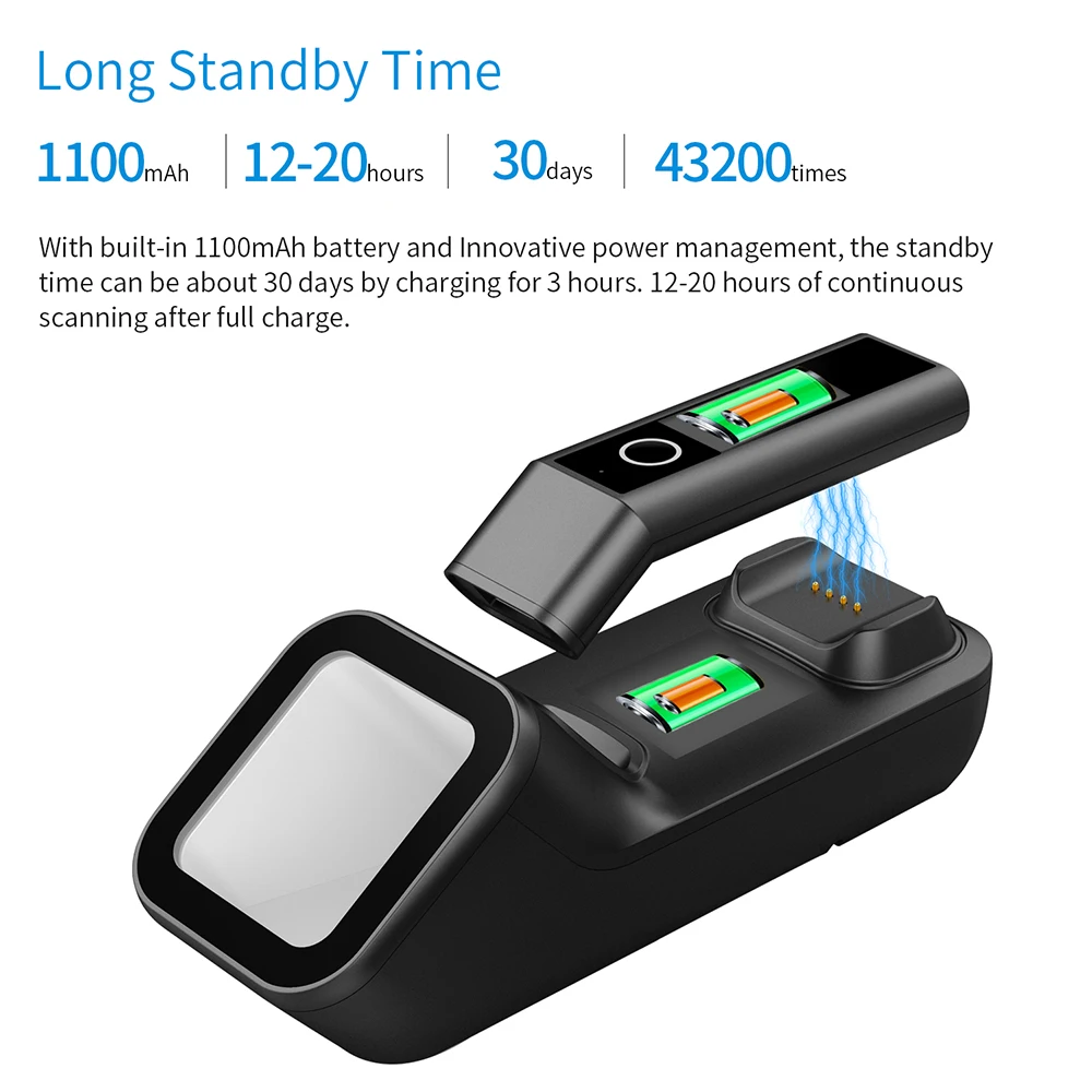  1D 2D Portable Bluetooth Wireless Barcode ScannerQR Code Reader BluetoothRead Screen Code for Mobil