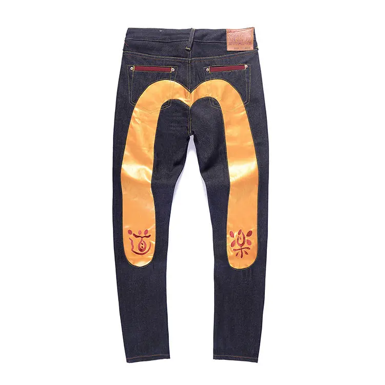 Новинка, Evisu, высокое качество, модные, повседневные, хип-хоп, мужские джинсы, вышивка, принт, Аутентичные, мужские, дышащие, прямые штаны - Цвет: Оранжевый