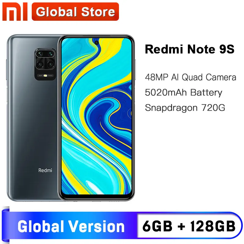 Global Version Xiaomi Redmi Note 9S 6GB 128GB Smartphone Snapdragon 720G Octa core 5020 mAh 48MP Quad Camera Note 9 S
