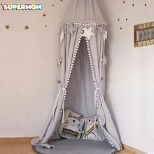 Детская Штора для кровати, хлопок, украшение для детской комнаты, сетка для кроватки, детская палатка, хлопковый висящий купол, детская москитная сетка, реквизит для фотосессии