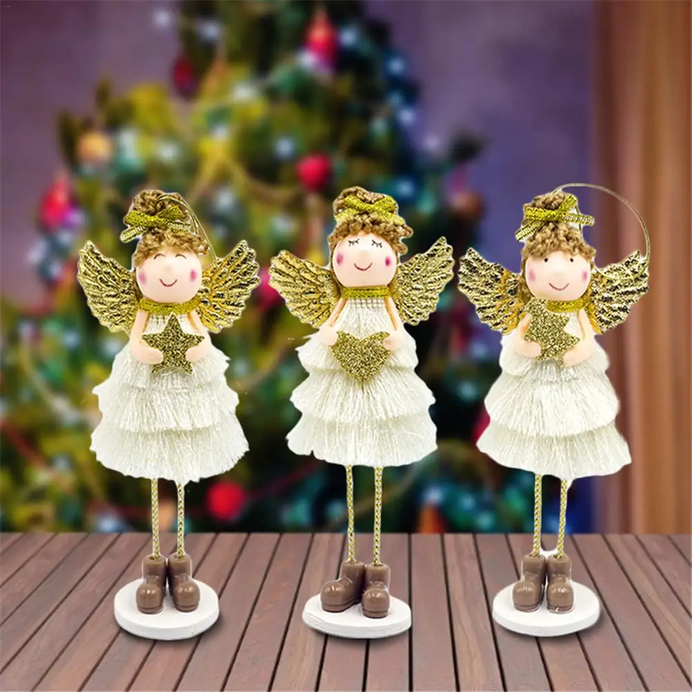 Новое поступление Рождественская Кукла стоящий Ангел крылья милый ангел Плюшевая Кукла рождественские настенные украшения для дома ремесло