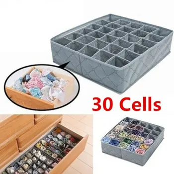 

30 Grids Underwear Socks Storage Drawer Closet Bamboo Charcoal Organizer Box HG99