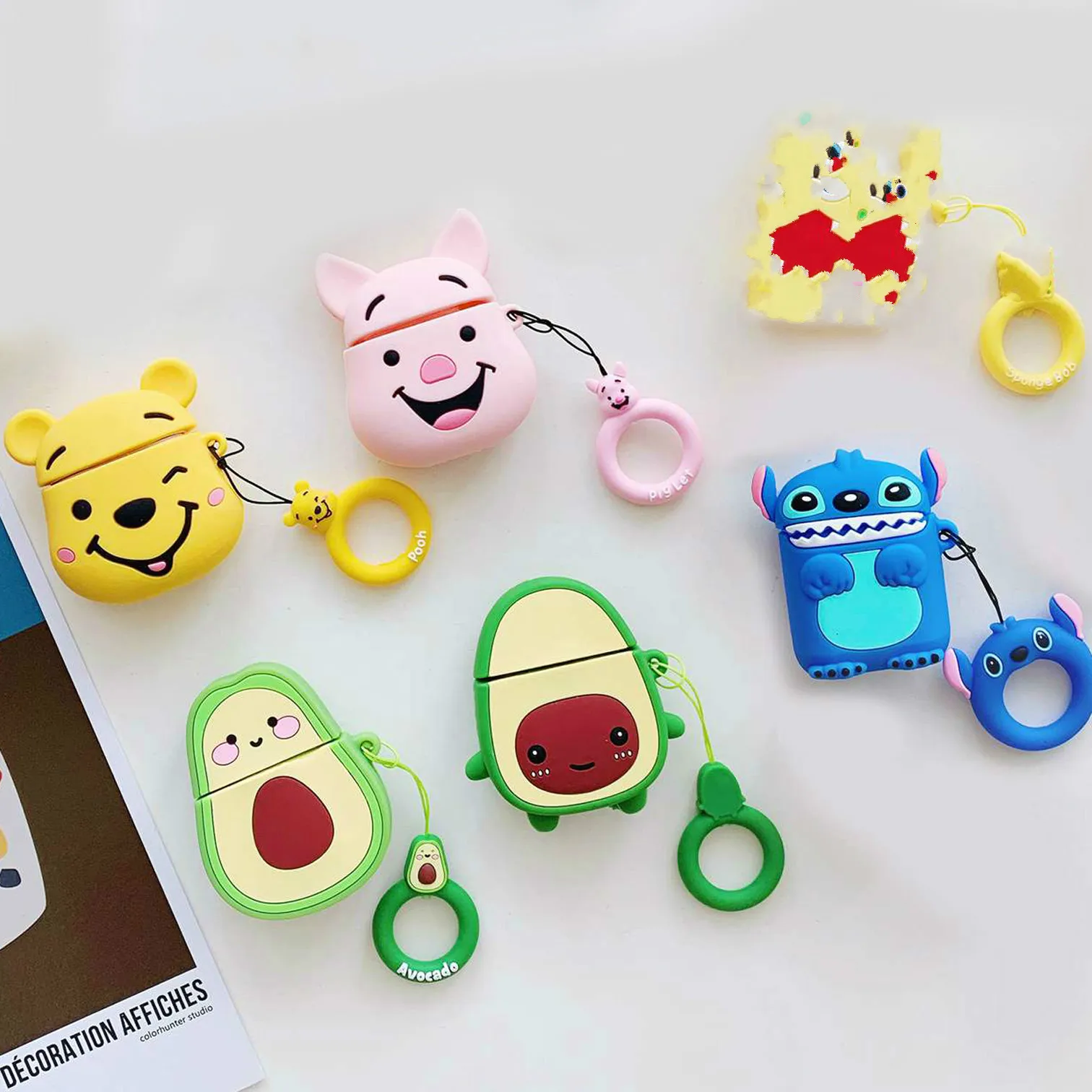 

For AirPods Case Cute cartoon funny Pattern silicon Cover For Airpods Wireless Earphone Case For Air pods 2 silicon cover fundas